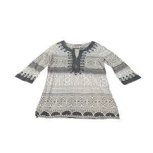 Calypso St. Barth Gray and White Swim Coverups Size XS Pre Owned